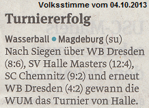 Turniererfolg Volksstimme vom 04.10.2013
