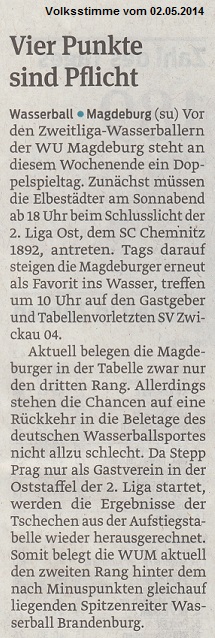 Vier Punkte sind Pflicht Volksstimme vom 02.05.2014