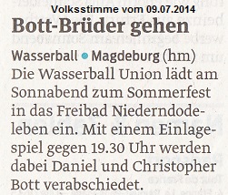 Bott-Br�der gehen Volksstimme vom 09.07.2014