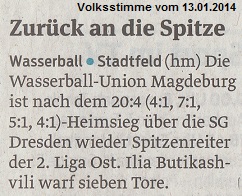 Zur�ck an die Spitze  Volksstimme vom 13.01.2014