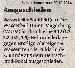 Ausgeschieden Volksstimme vom 20.10.2014