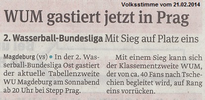 WUM gastiert in Prag Volksstimme vom 21.02.2014