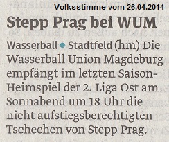 Stepp Prag bei WUM Volksstimme vom 26.04.2014