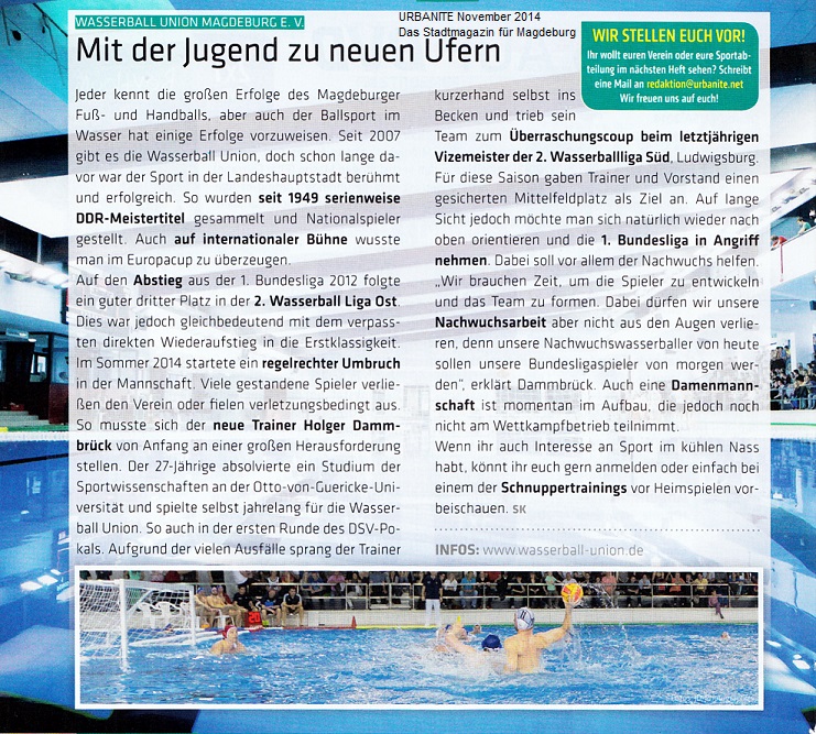 Mit der Jugend zu neuen Ufern Urbanite November 2014 - Das Stadtmagazin f�r Magdeburg