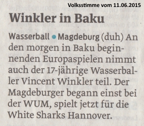 WUM: Winkler in Baku Volksstimme vom 11.06.2015
