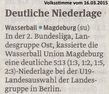 Deutliche Niederlage Volksstimme vom 16.03.2015