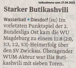 Starker Butikashvili Volksstimme vom 27.04.2015